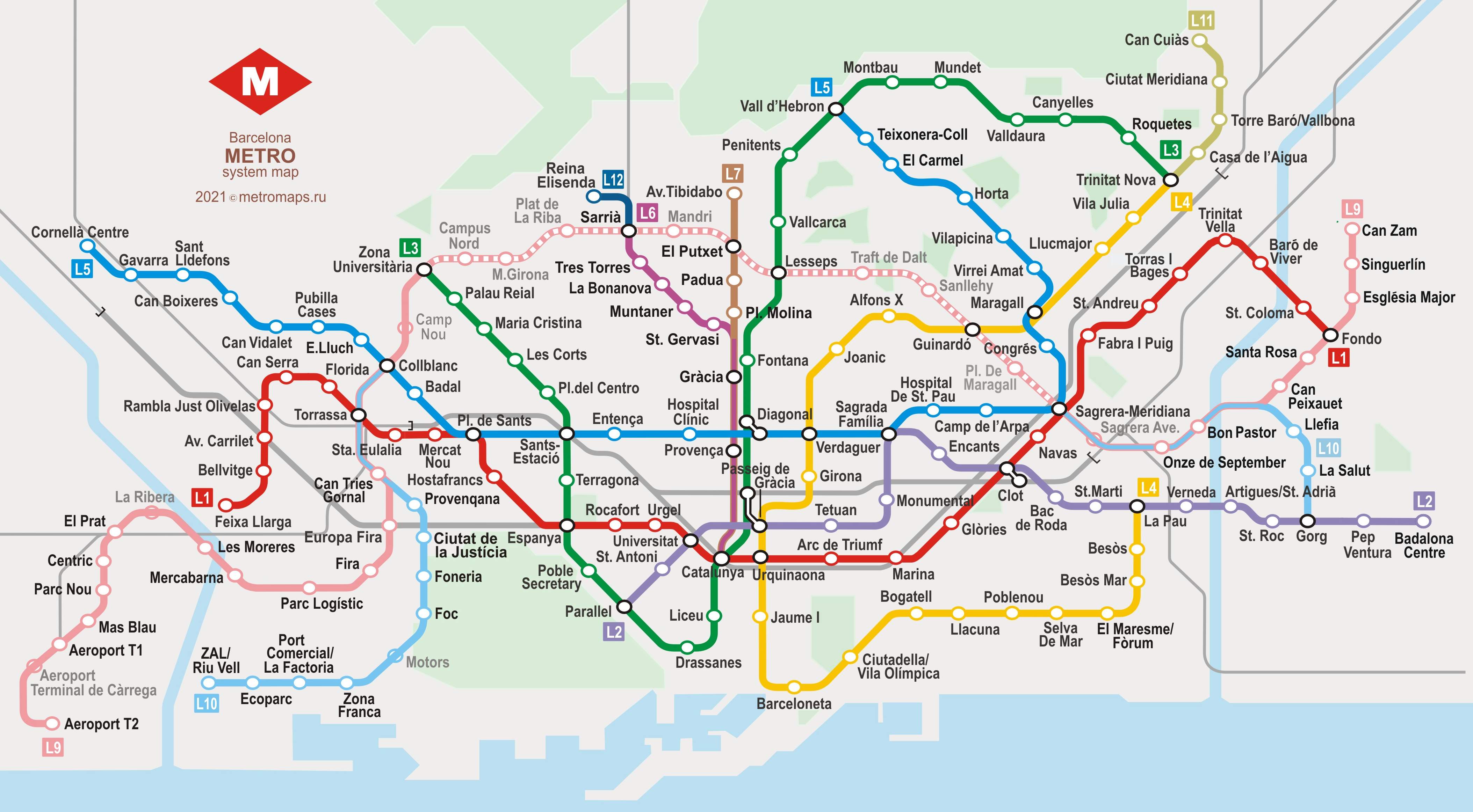Barcelona Metro Map 2021 